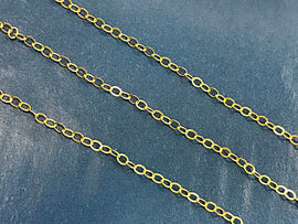 3 Ft - Gold Filled Chain Flat Cable 2.5mm, Gold Filled Chain By Feet -Gold Filled Chains -  GC302-3 - BeadPrism