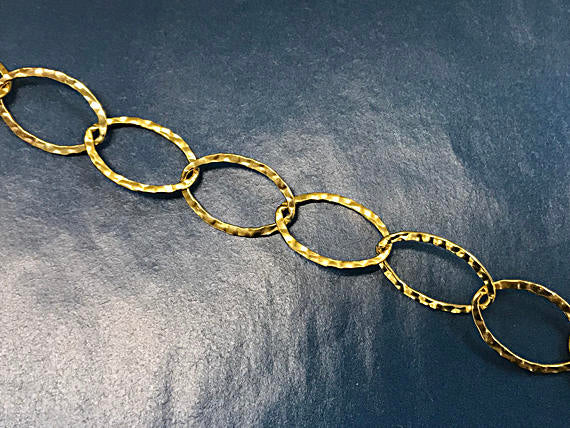 1 Foot Gold Filled Chain 20mm Oval Marquee hammered chain -Gold Filled Chains 20mm x 16mm-  GC316 - BeadPrism