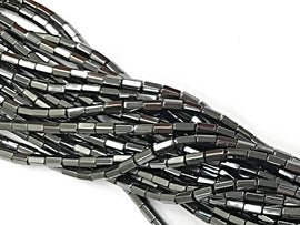 Hematite Gunmetal Beads Hexagon tubes 5mm x 3mm 16