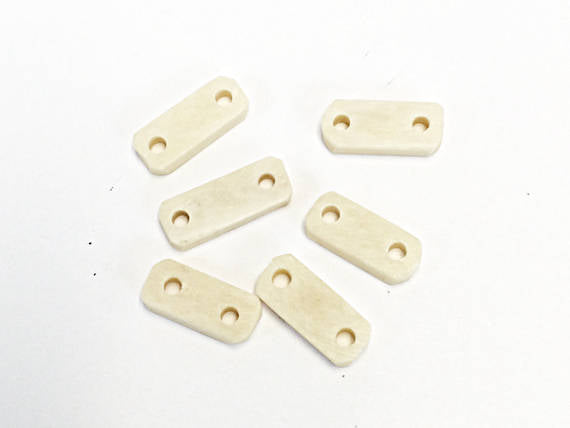 25 Pcs 2 Hole Bone Choker Spacer Antique White 20mm, Native American Supplies, Separator Bar - BSP2W - BeadPrism