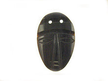 Load image into Gallery viewer, Bone/Horn Black Mask Pendant 2.5", 3mm Hole Carved tribal Pendant, African Face Mask Pendant - HF1 - BeadPrism