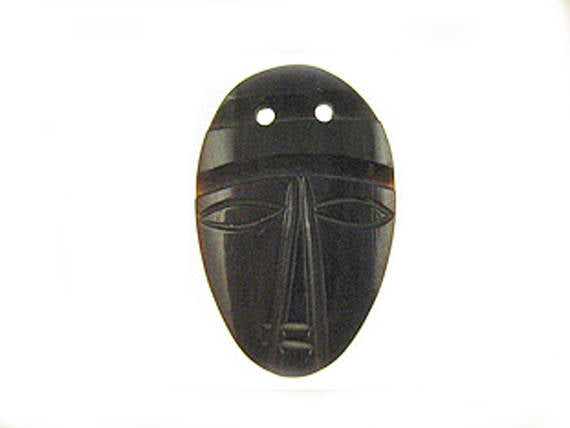 Bone/Horn Black Mask Pendant 2.5", 3mm Hole Carved tribal Pendant, African Face Mask Pendant - HF1 - BeadPrism