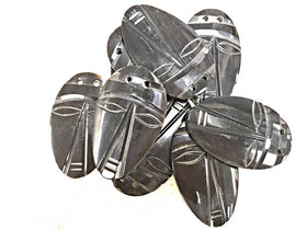 Bone/Horn Black Mask Pendant 2.5", 3mm Hole Carved tribal Pendant, African Face Mask Pendant - HF1 - BeadPrism