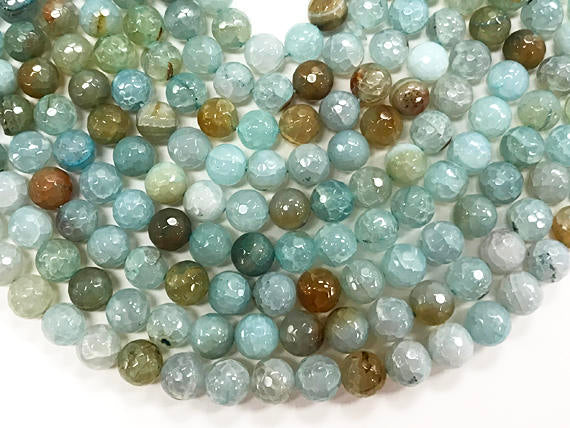 25%OFF 10mm Agate Sur Coast Blue Gemstone Faceted Round Beads 15" Strand 38 Beads - SAGT316 - BeadPrism