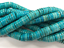 Load image into Gallery viewer, 10mm Turquoise Magnasite Heishi discs, 16" strand 160 beads approximately, 10mm Rondelles - STU111 - BeadPrism