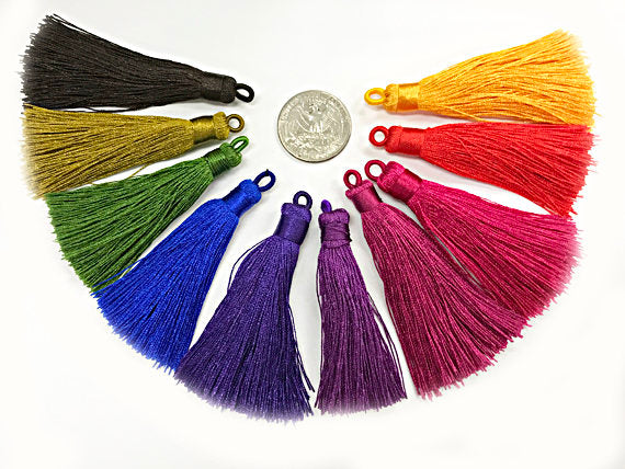 Silk Tassels 2.5 inch Handmade tasels, Jewelry Tassels, silk jewerly tassels, Choose Color Tassel-14 - BeadPrism