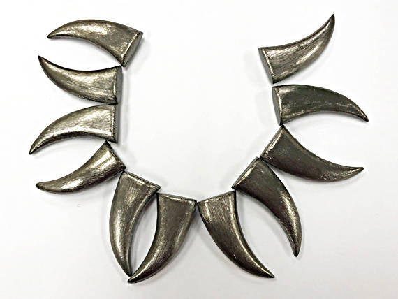 14 Pcs Gunmetal Horn Beads, Brushed gunmetal over copper, 44mm x 20mm x 9mm  - GPC17 - BeadPrism
