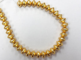 8mm Rondelles Brushed Gold, 8mm x 6mm, 35 Beads, Anti Tarnish, 24K Gold Plated Copper- GPC019 - BeadPrism