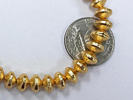 8mm Rondelles Brushed Gold, 8mm x 6mm, 35 Beads, Anti Tarnish, 24K Gold Plated Copper- GPC019 - BeadPrism