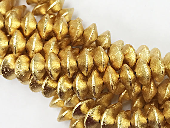 12mm Rondelle 12x8mm 27 Bead 7.5" strand 1.7mm Hole Anti Tarnish 24K Brush Gold Plated Copper GPC004 - BeadPrism