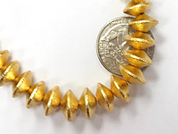 12mm Rondelle 12x8mm 27 Bead 7.5" strand 1.7mm Hole Anti Tarnish 24K Brush Gold Plated Copper GPC004 - BeadPrism