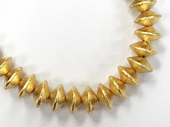 12mm Rondelle 12x8mm 27 Bead 7.5" strand 1.7mm Hole Anti Tarnish 24K Brush Gold Plated Copper GPC004 - BeadPrism