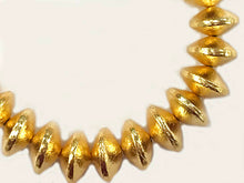 Load image into Gallery viewer, 14mm Rondelles Brushed Gold, 14mm x 8mm, 13 Beads, Anti Tarnish, 24K Gold Plated Copper - GPC003 - BeadPrism