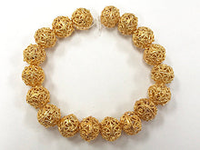 Load image into Gallery viewer, 12mm 24K Gold Plated Copper Bead 7.5" Strand 18 Beads 2.2mm Hole Ornate Design Anti Tarnish - GPC001 - BeadPrism