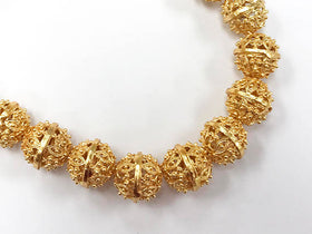 16mm 24K Gold Plated Bead, 9" Strand 14 Beads Anti Tarnish, 24K Gold Plated Copper Handmade - GPC008 - BeadPrism