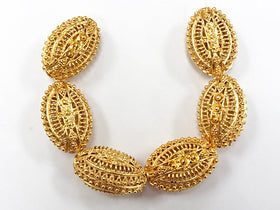 Focal Bead 24K Gold Plated Bead 34x19mm 6 Bead Anti Tarnish 24K Gold Plated Copper Handmade - GPC021 - BeadPrism