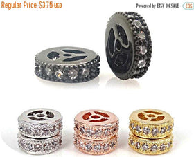 10mm Rondelles Micro Pave Crystal Cubic Zirconia Wheel Spacers Choose color CZ Beads 0.8mm Hole - BM - BeadPrism