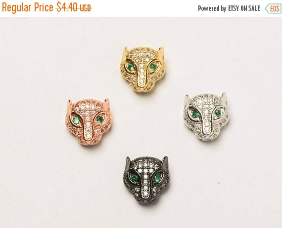 9mm Panther CZ Pave Bead Gold, Rhodium, Rose Gold, Black finish Horizontal Hole Choose Color - BMP19 - BeadPrism