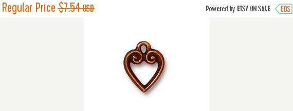 10 Pc Heart Charm Antique Copper 14mm, TierraCast Charms, 94-6011-18 - P6011CA - BeadPrism