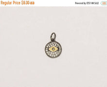 Load image into Gallery viewer, 16mm Evil Eye Disc CZ Pave Pendant, Gold, Gunmetal finish AAA quality evil eye pave pendants - BMP24 - BeadPrism