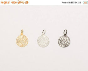 15mm Disc CZ Micro Pave Pendant, Gold, Rhodium, Gunmetal finish, AAA quality, Choose Color - BMP16 - BeadPrism