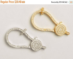 Extra Large Micro Pave Lobster Claw Clasp CZ Cubic Zirconia 50mm with jump ring Choose Color - BMP26 - BeadPrism