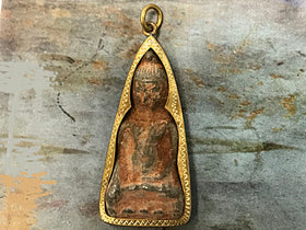 Thai Buddha Pendant 2.4" brass antiqued Large pendant, Meditation Yoga pendant, Etsy Studio - AP453J - BeadPrism