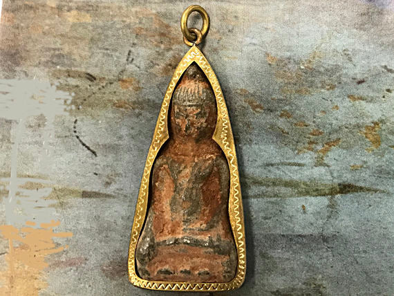 Thai Buddha Pendant 2.4" brass antiqued Large pendant, Meditation Yoga pendant, Etsy Studio - AP453J - BeadPrism