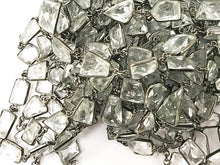 Load image into Gallery viewer, Crystal quartz Gemstone Chain By Foot Sterling Silver 1 Feet Faceted Irregular Cut Oxidized - CHGS29 - BeadPrism