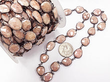 Load image into Gallery viewer, Bezel Gemstone Chain by Foot, 16mm Faceted Mystic Pink Quartz - CHGS32 - BeadPrism