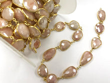 Load image into Gallery viewer, Quartz Gemstone Chain Faceted Mystic Pink 14-21mm Vermeil Gold plated Sterling silver 1 Ft - CHGS31 - BeadPrism