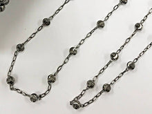 Load image into Gallery viewer, 1 Feet 5mm Bead Oxidized Sterling Silver Chain, Diamond Cut Beads Chain, Made in Italy - SC387 - BeadPrism