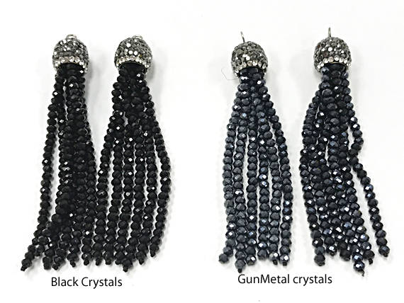 Crystal Nekclace Earring Tassels Silver Gunmetal Rhinestone Cap 3" Choose Color and Qty - Tassel 15 - BeadPrism