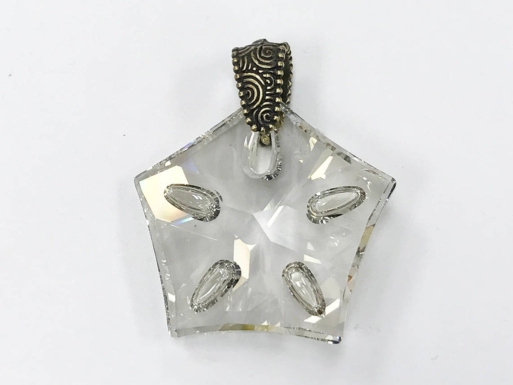 Lotus flower Pendant Swarvoski Crystals 40mm Silver Shade, Yoga, buddha, Lotus Pendant - 6908-40SS - BeadPrism