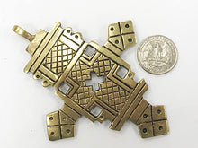 Load image into Gallery viewer, Extra Large Brass Ethiopian Cross Pendant 4.5 Inch approx - TP107E - BeadPrism