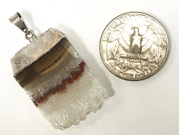Weekly Sale Amethyst Stalacite Slice Silver Capped Edged Pendant  1.5 Inch Wholesale - DP9- AMEBar - BeadPrism