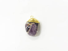 Load image into Gallery viewer, Raw Amethyst Tumbled Gold Bail Crystal Point Pendant Freeform 1 Inch Nugget - DP5-Amethyst Plain - BeadPrism