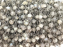 Load image into Gallery viewer, Labodorite 3mm Faceted Gunmetal Plated Wire Wrapped Chain 10 Feet Rosary chain - CHGS12-LBGM-10 - BeadPrism