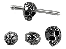 Load image into Gallery viewer, 5 Pc Skull Bead Horizontal Hole, 10mm Tierracast Large Hole Beads, Black skull Beads - P5715BK - BeadPrism