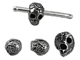 5 Pc Skull Bead Horizontal Hole, 10mm Tierracast Large Hole Beads, Black skull Beads - P5715BK