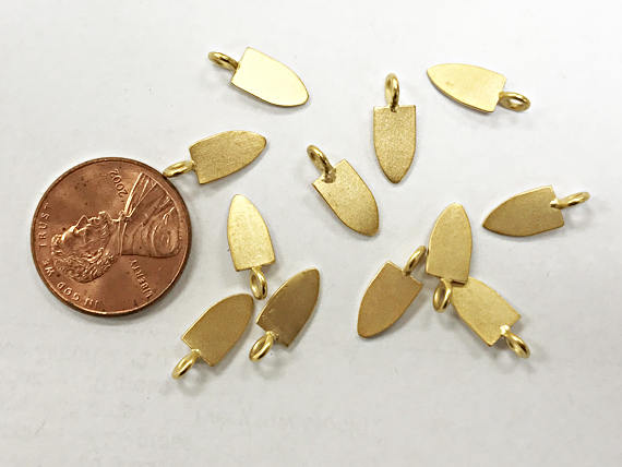 4 Pcs 24K Gold Vermeil Over Sterling Silver Leaf Pendant 18 x 10mm, 2mm hole Satin Matte - VF1078 - BeadPrism