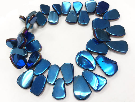 Mystic Blue Titanium Quartz Briolette Slabs, Titanium Beads, Full strand 40 beads 20-30mm - STQ103 - BeadPrism