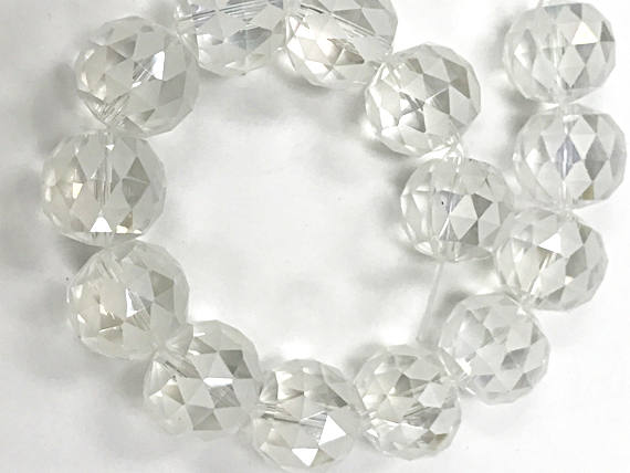 15mm Large Crystal Beads, Ecthed checkered pattern, 14 Beads/std, AA quality, highy faceted - DC101 - BeadPrism