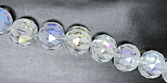 15mm Large Crystal Beads, Ecthed checkered pattern, 14 Beads/std, AA quality, highy faceted - DC101 - BeadPrism