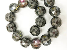 Load image into Gallery viewer, 15mm Crystal Bead GunMetal Ecthed checkered pattern, 19 Beads/std, AA quality highy faceted - DC102 - BeadPrism