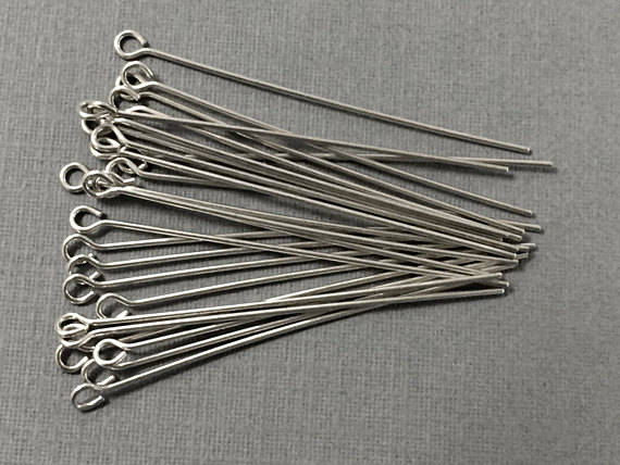 25 Pcs Sterling Silver Eyepins, 1" 20 gauge, 925 Silver Eye pins, Sterling Silver Findings - SF079 - BeadPrism