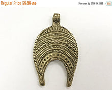 Load image into Gallery viewer, Ethnic Brass Pendant Antique Vintage Royal design, Ethic Vintage Large 2.5+ Inch 65mm x 39mm - AP423 - BeadPrism