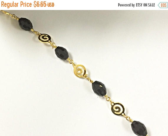 40%OFF 1Ft 10mm Black Oval Crystal Gold Plated Wire Connector Wrapped Rosary Bead Chain by Ft -CH206 - BeadPrism