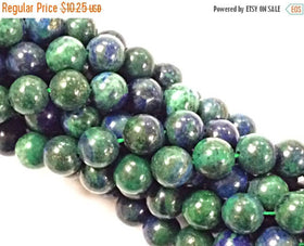 25% OFF 10mm Azurite Green Blue Gemstone Round Beads Full 15.5 Inch Strand 39 Beads -SAZ101 - BeadPrism