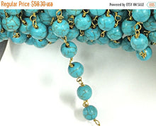 Load image into Gallery viewer, 40% OFF 10 Feet  8mm Turquoise Howlite Rosary Chain by foot - Blue Rosary Chain Gold - Ch131-10 - BeadPrism